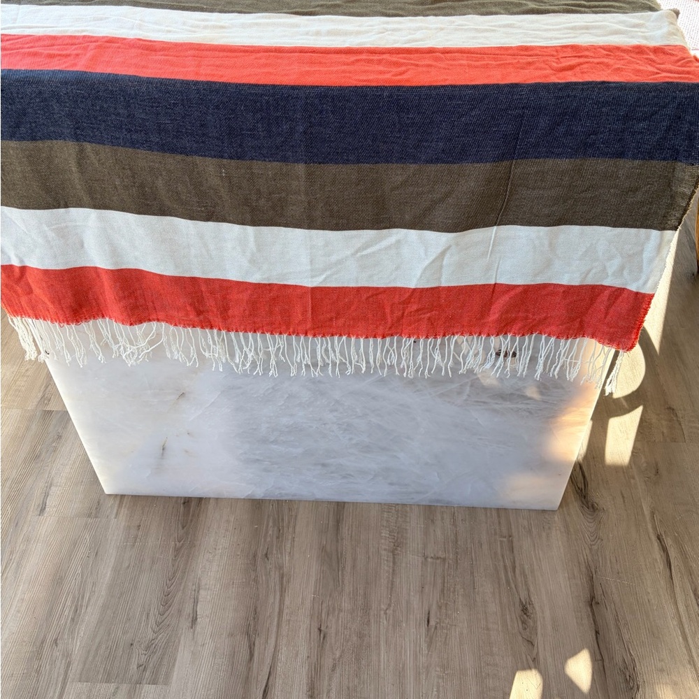Abercrombie & Fitch Oversized Striped Blanket Scarf with Fringe